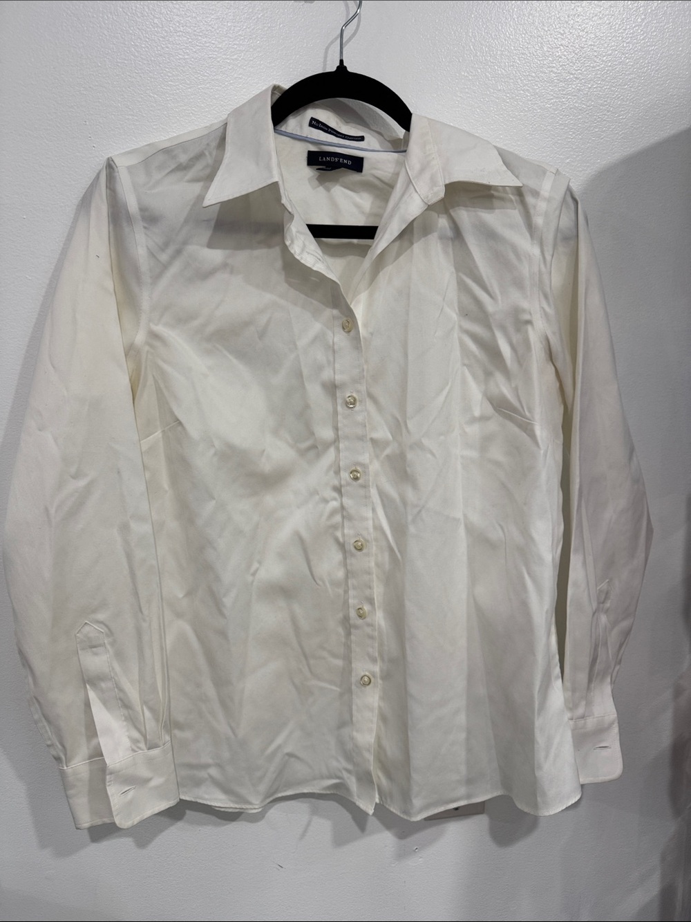 Lands' End Women's White Button-Down Dress Shirt